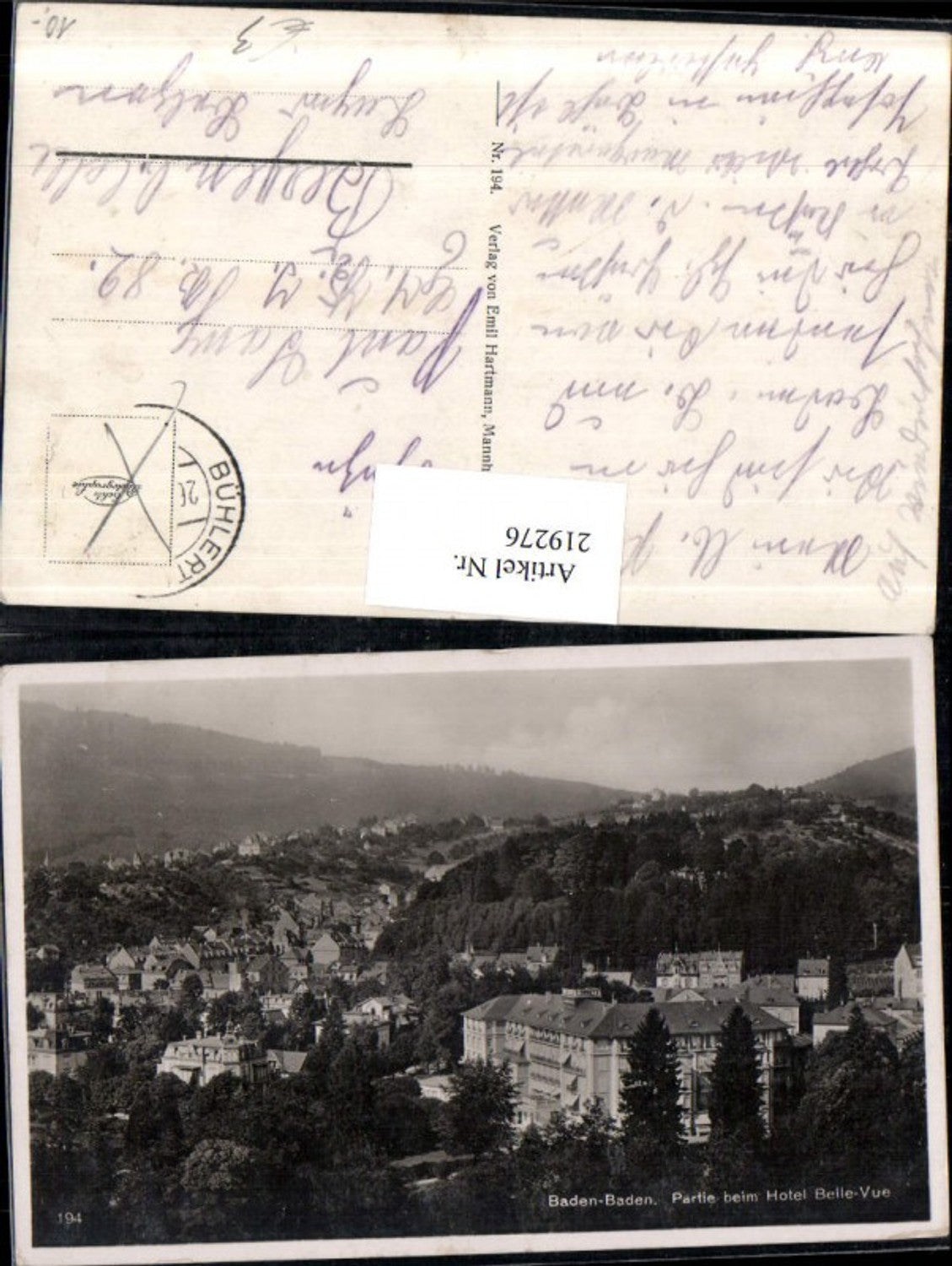 219276,Baden-Baden Totale Partie b. Hotel Belle-Vue