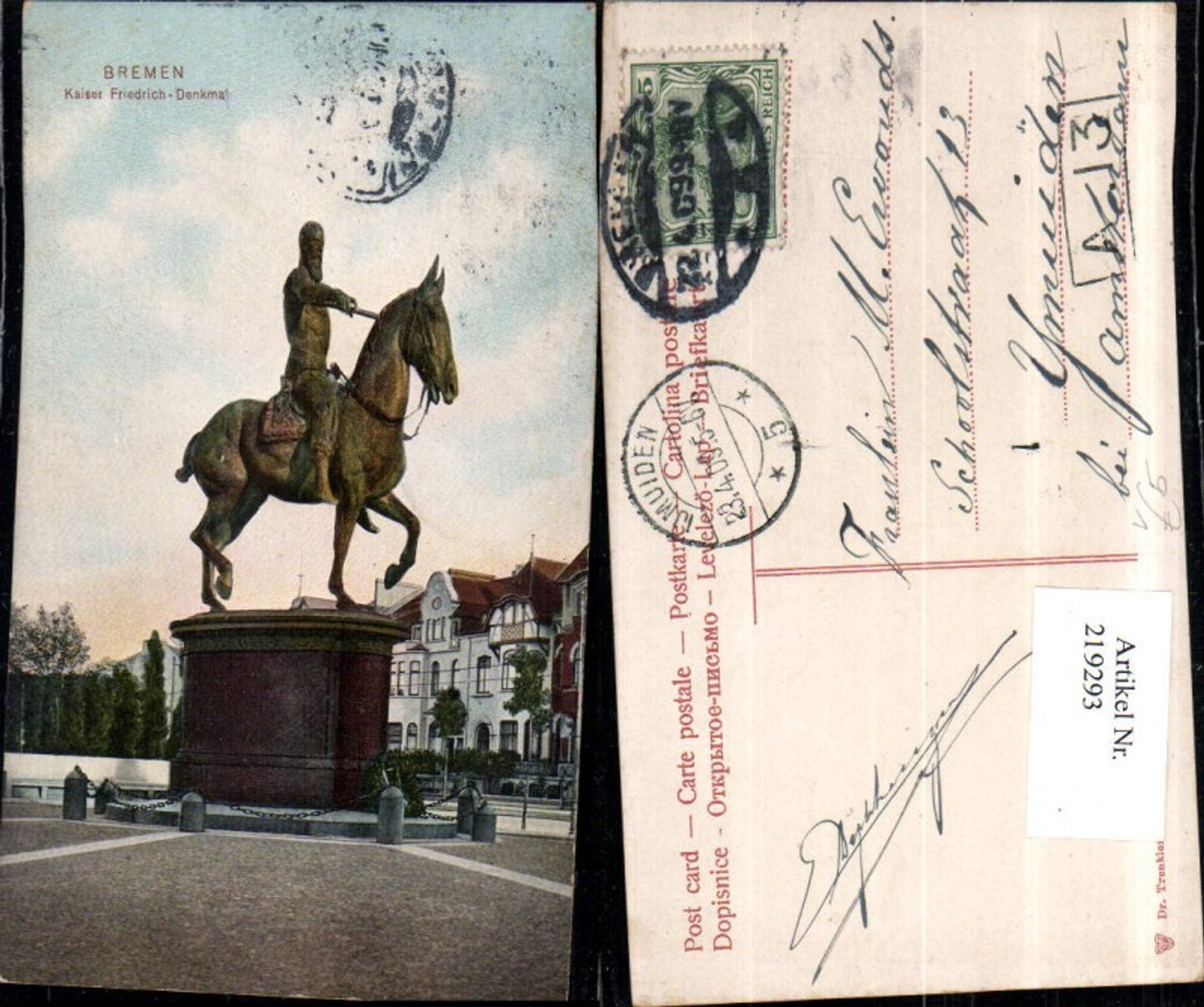 219293,Bremen Kaiser Friedrich-Denkmal pub Trenkler & Co 82