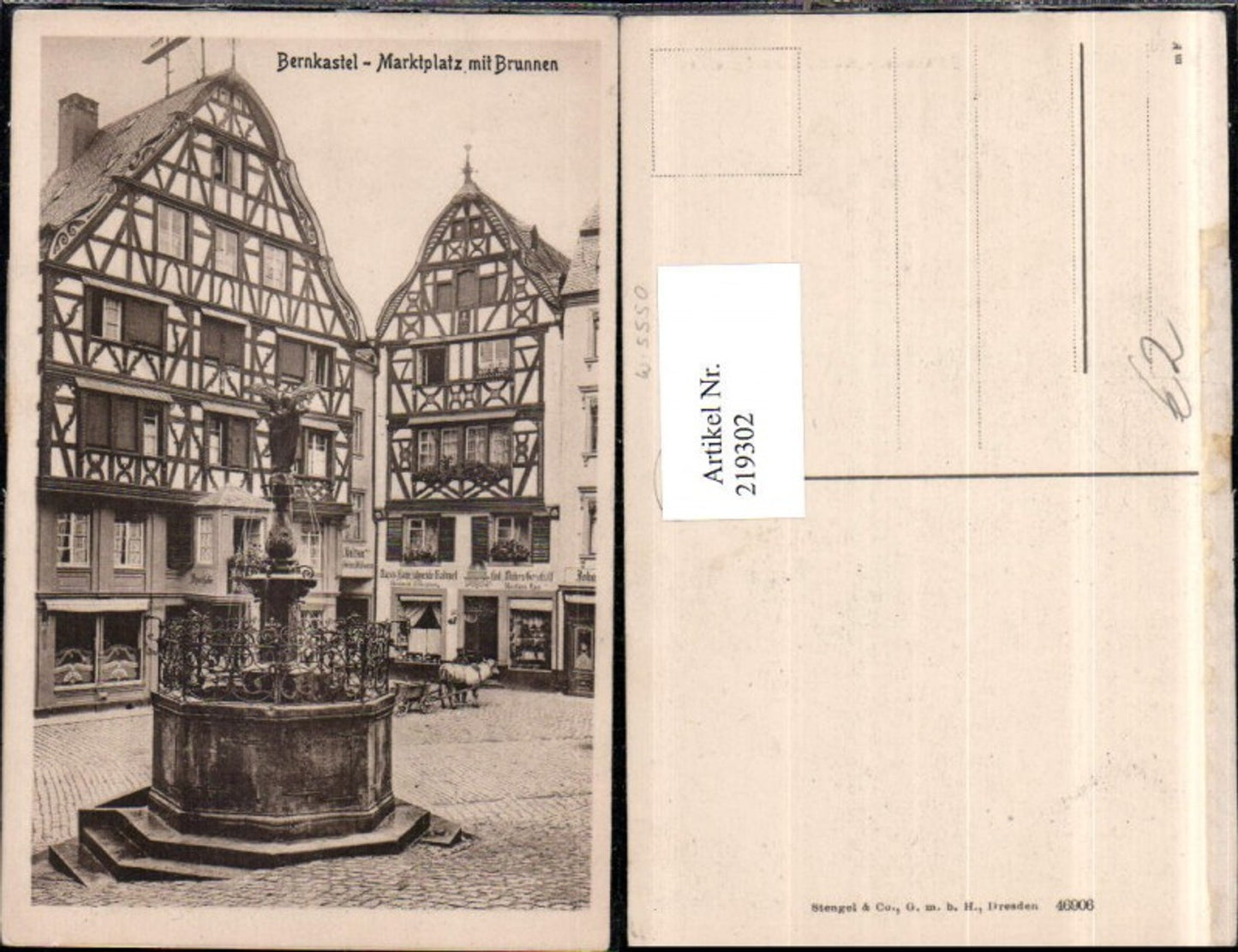 219302,Bernkastel Marktplatz m. Brunnen