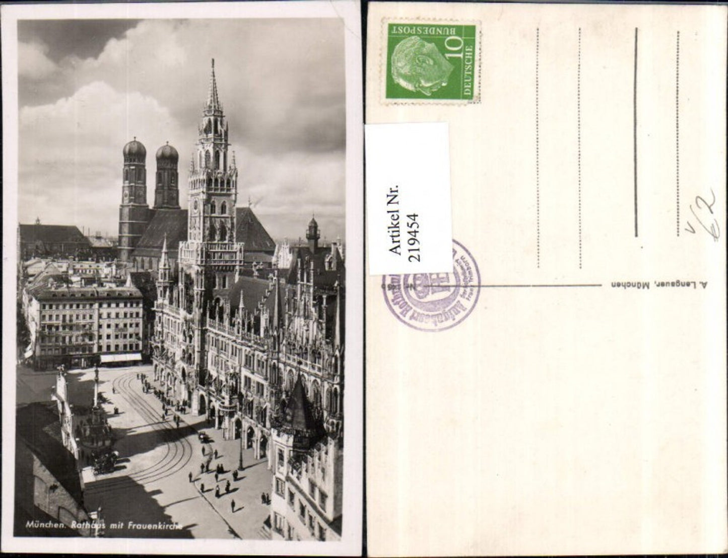 219454,München Rathaus m. Frauenkirche Kirche pub A. Lengauer
