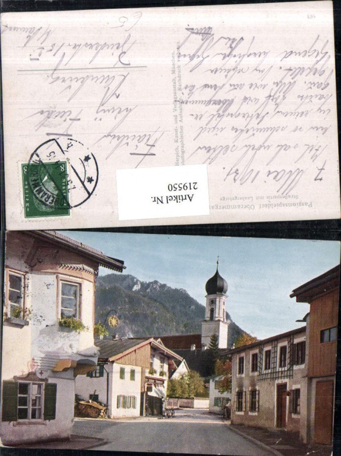 219550,Passionsspieldorf Oberammergau Straßenansicht m. Laabergebirge