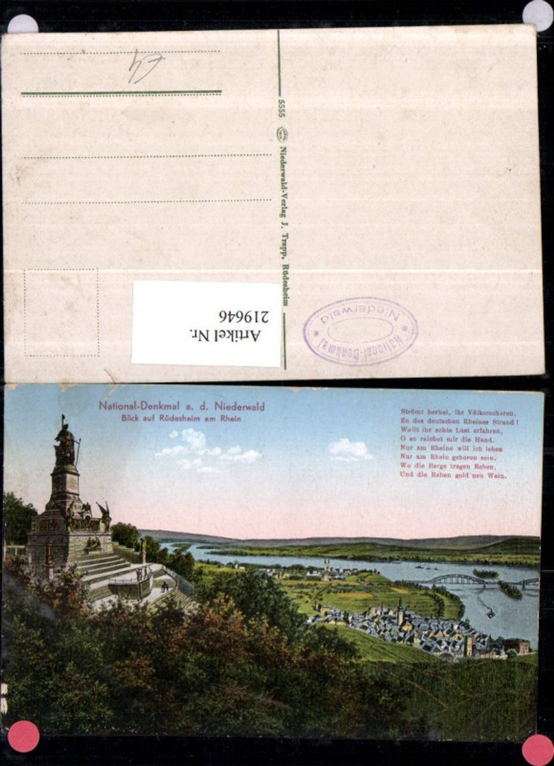 219646,National-Denkmal a. d. Niederwald Blick auf Rüdesheim a. Rhein
