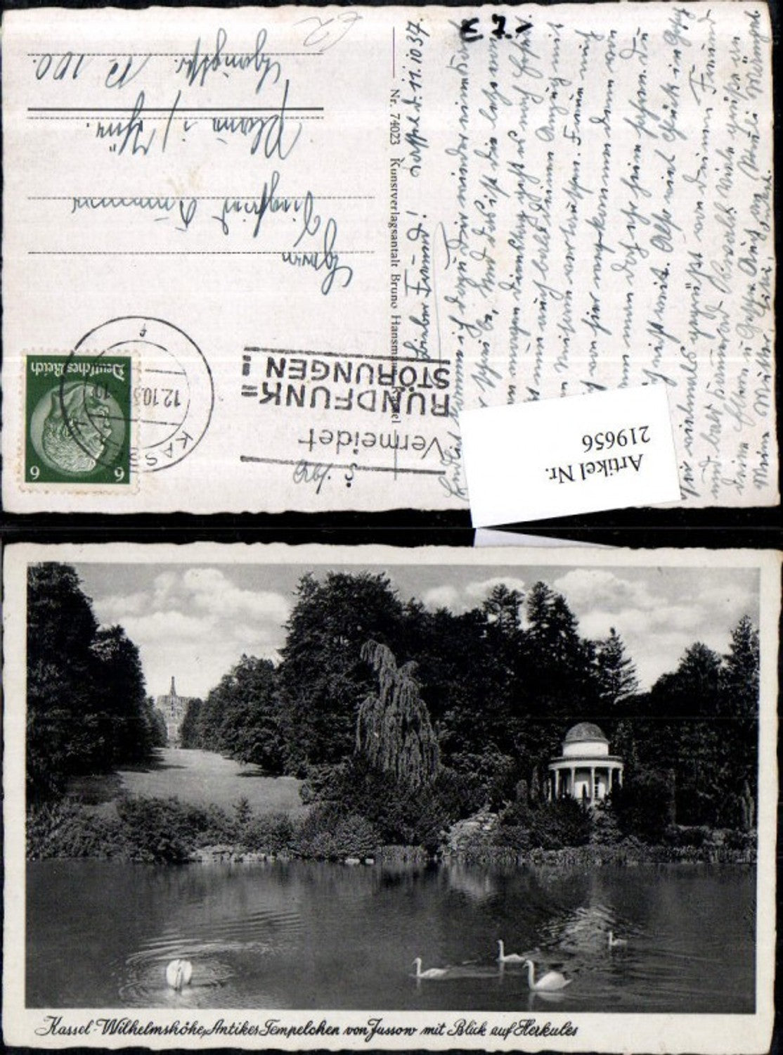 219656,Kassel-Wilhelmshöhe Antiker Tempel von Jussow m. Blick auf Herkules