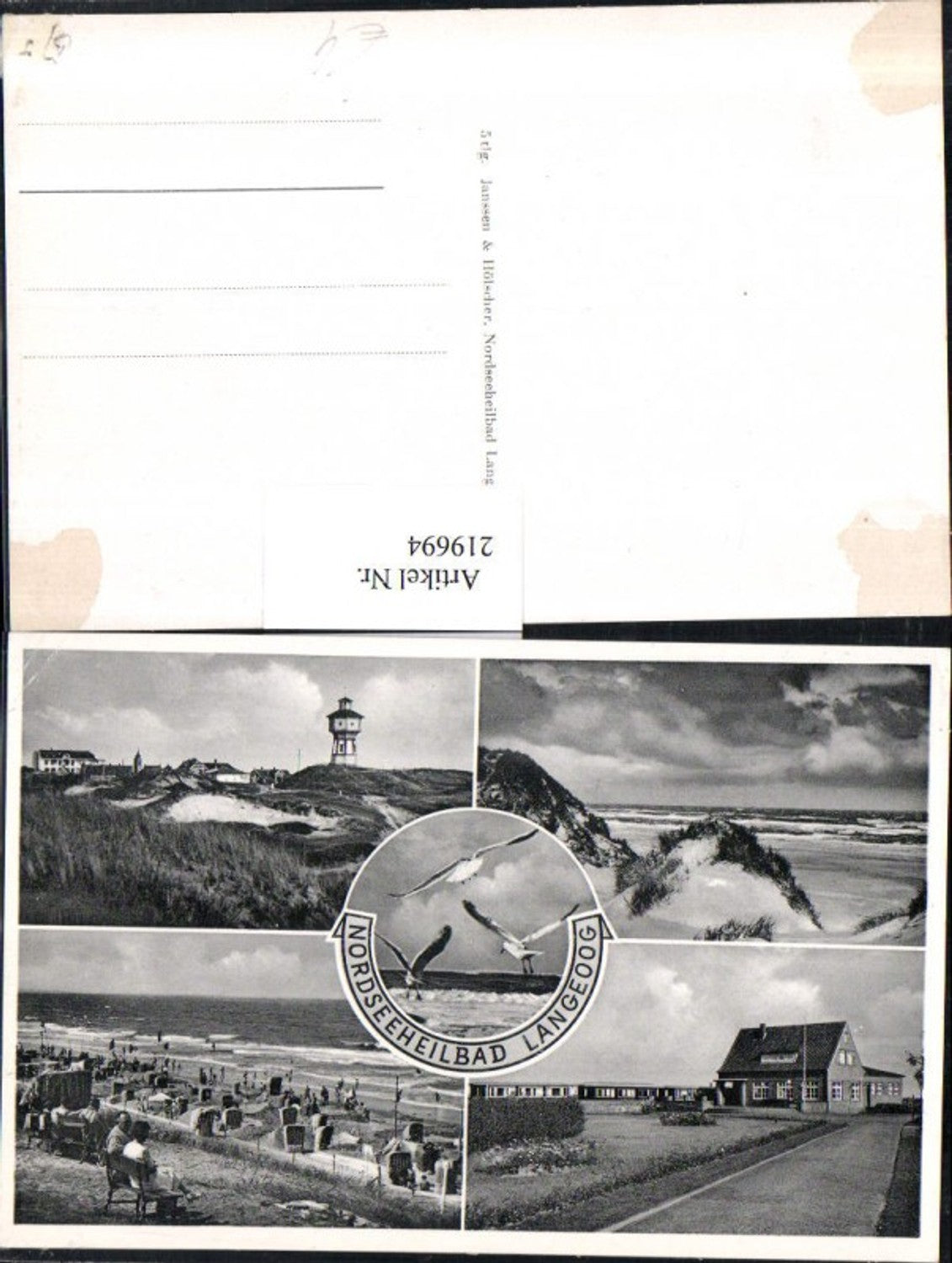 219694,Nordseebad Langeoog Promenade Strand Strandleben Strandkörbe Partie Mehrbildkarte