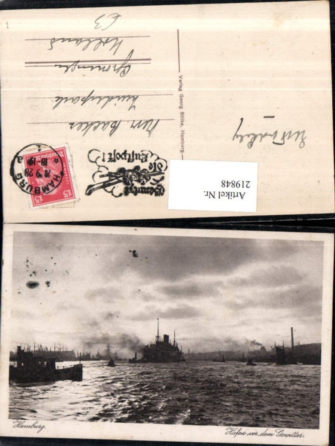 219848,Hamburg Hafen v. d. Gewitter Dampfer Schiffe