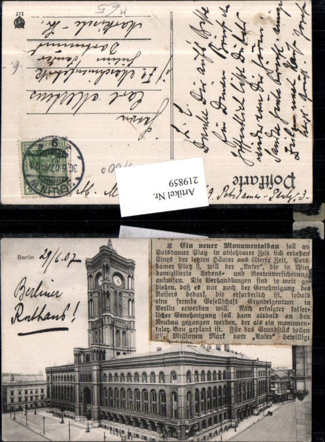 219859,Berlin Rathaus Zeitungsausschnitt