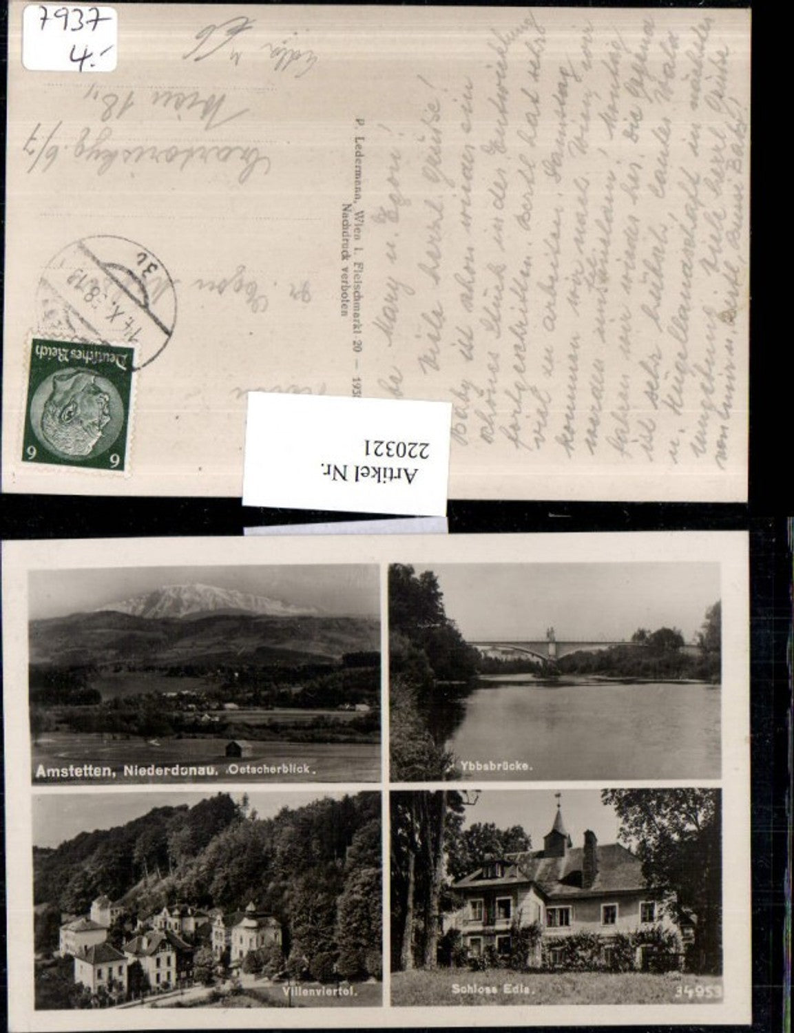 220321,Amstetten Niederdonau Ötscherblick Ybbsbrücke Brücke Villenviertel Schloss Edla Mehrbildkarte