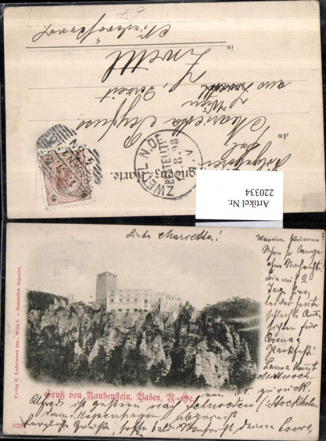 220334,Gruß von Rauhenstein b. Baden Ruine