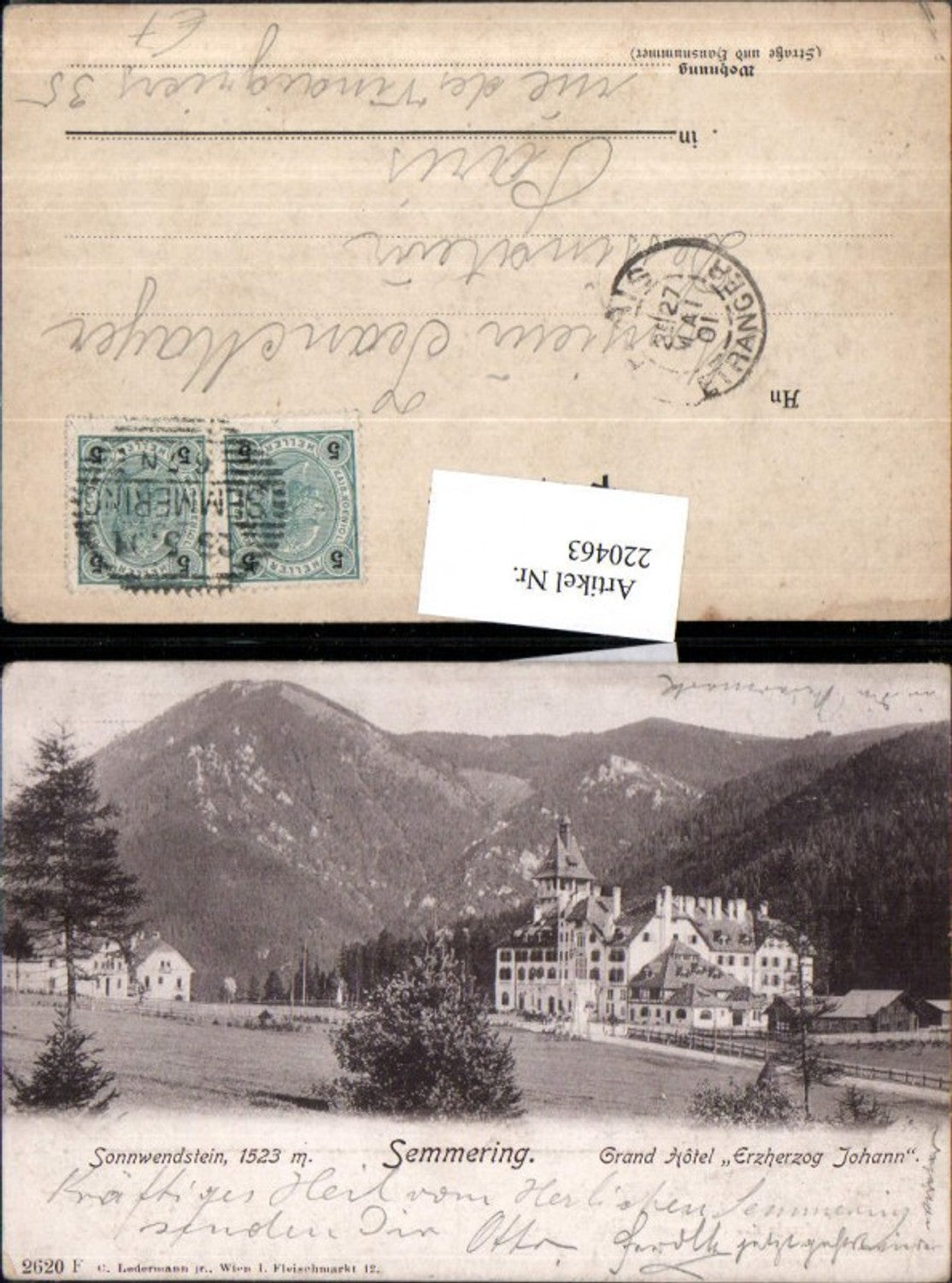220463,Semmering Grand Hotel Erzherzog Johann m. Sonnwendstein