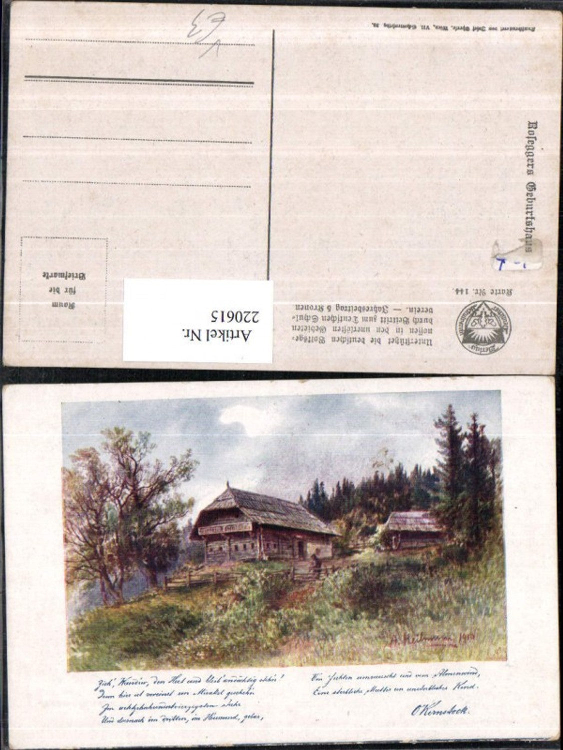 220615,Deutscher Schulverein 144 Künstler A. Heilmann Roseggers Geburtshaus Text