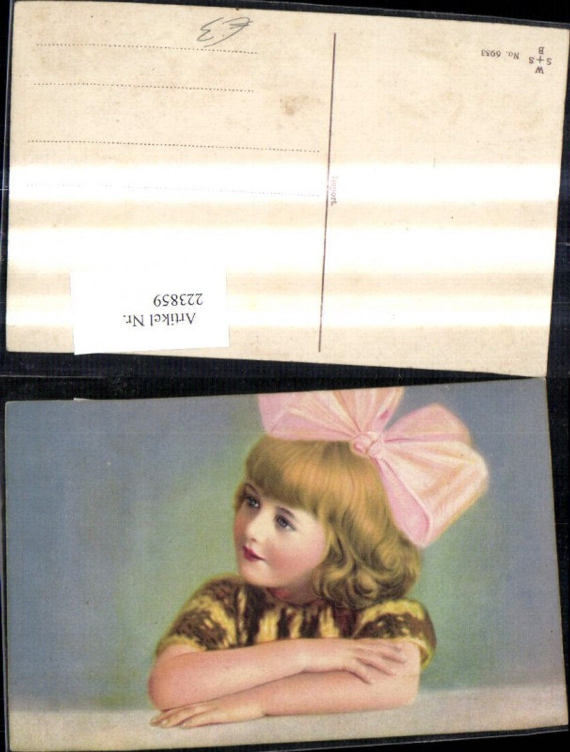 217554,Kinder Kind Mädchen m. Rosa Schleife i. Haar Portrait