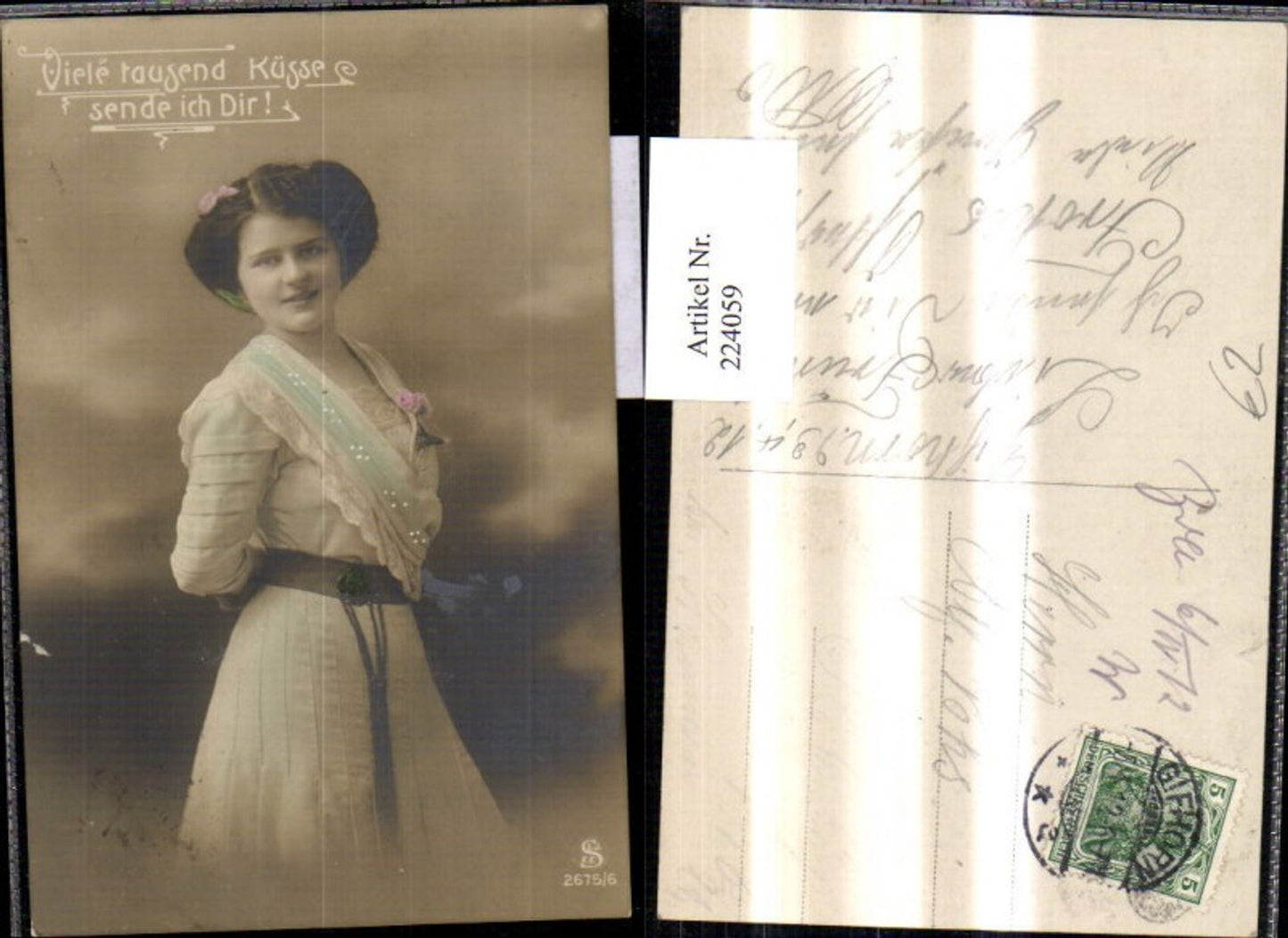 224059,Frau Kleid Blumen i. Haar Viele tausend Küsse sende ich dir