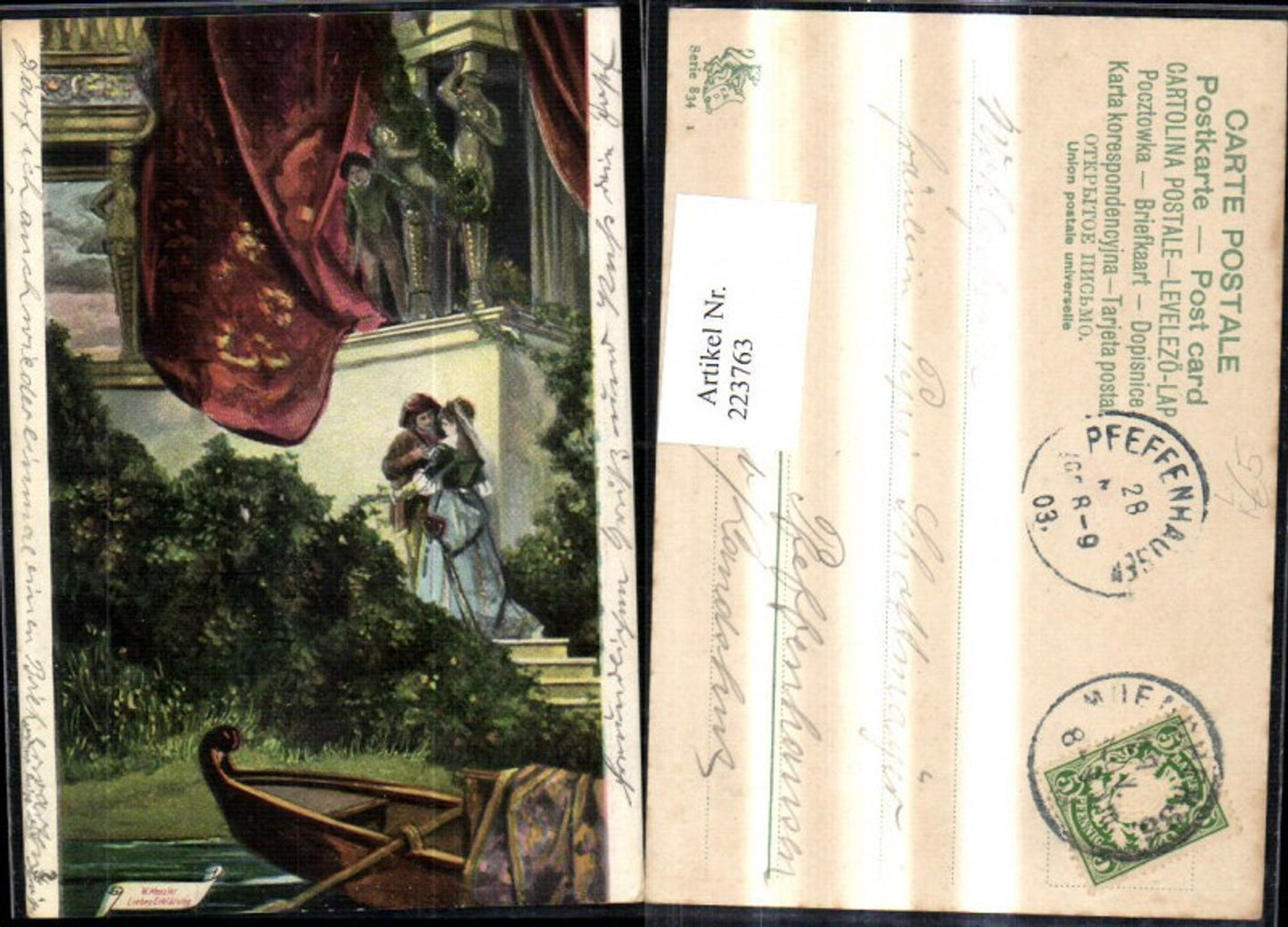 223763,Künstler Litho W. Menzler Liebeserklärung Liebe Liebespaar