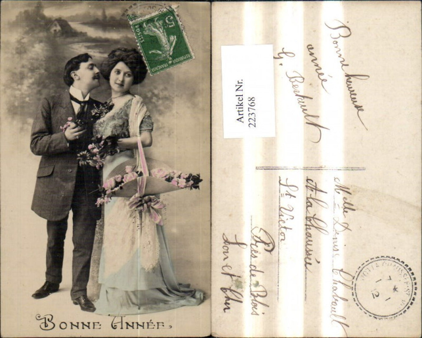 223768,Liebe Liebespaar Hut Korb Rosen Bonne Annee