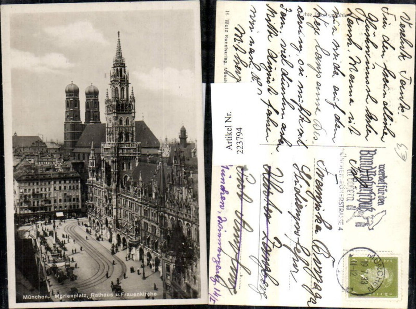 223794,München Marienplatz Rathaus u. Frauenkirche