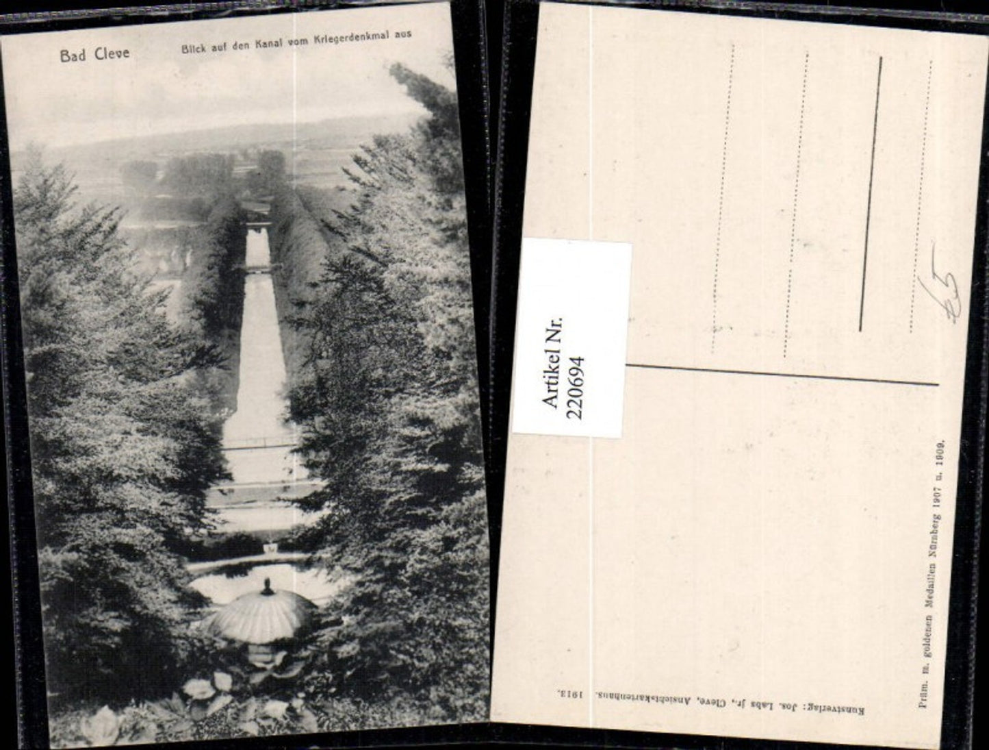 220694,Bad Kleve Blick auf d. Kanal v. Kriegerdenkmal aus