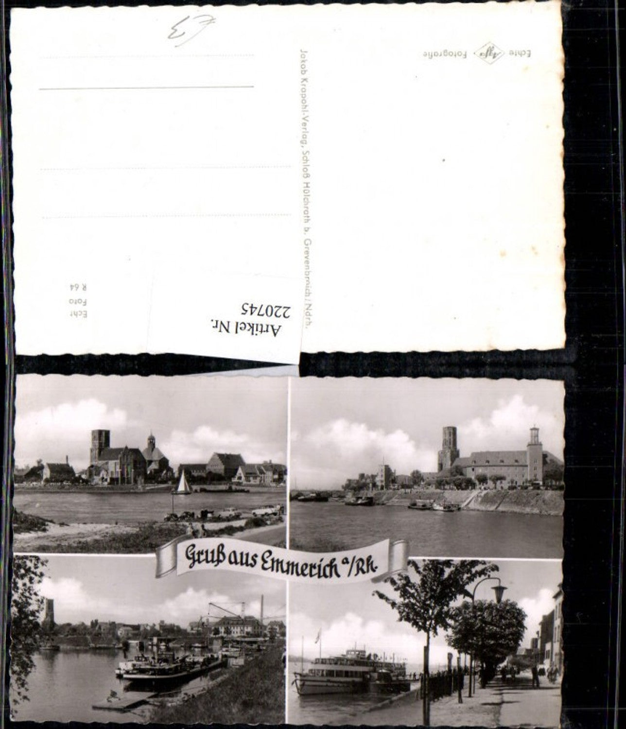220745,Gruß aus Emmerich a. Rhein Partie Kirche Dampfer Promenade Schiff Mehrbildkarte