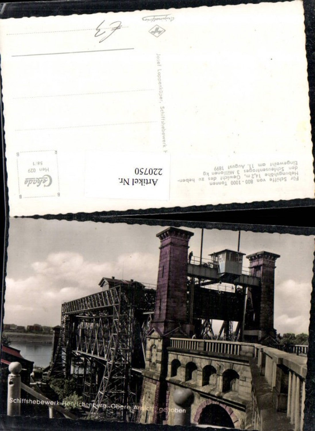 220750,Schiffshebewerk Henrichenburg Obere Ansicht gehoben
