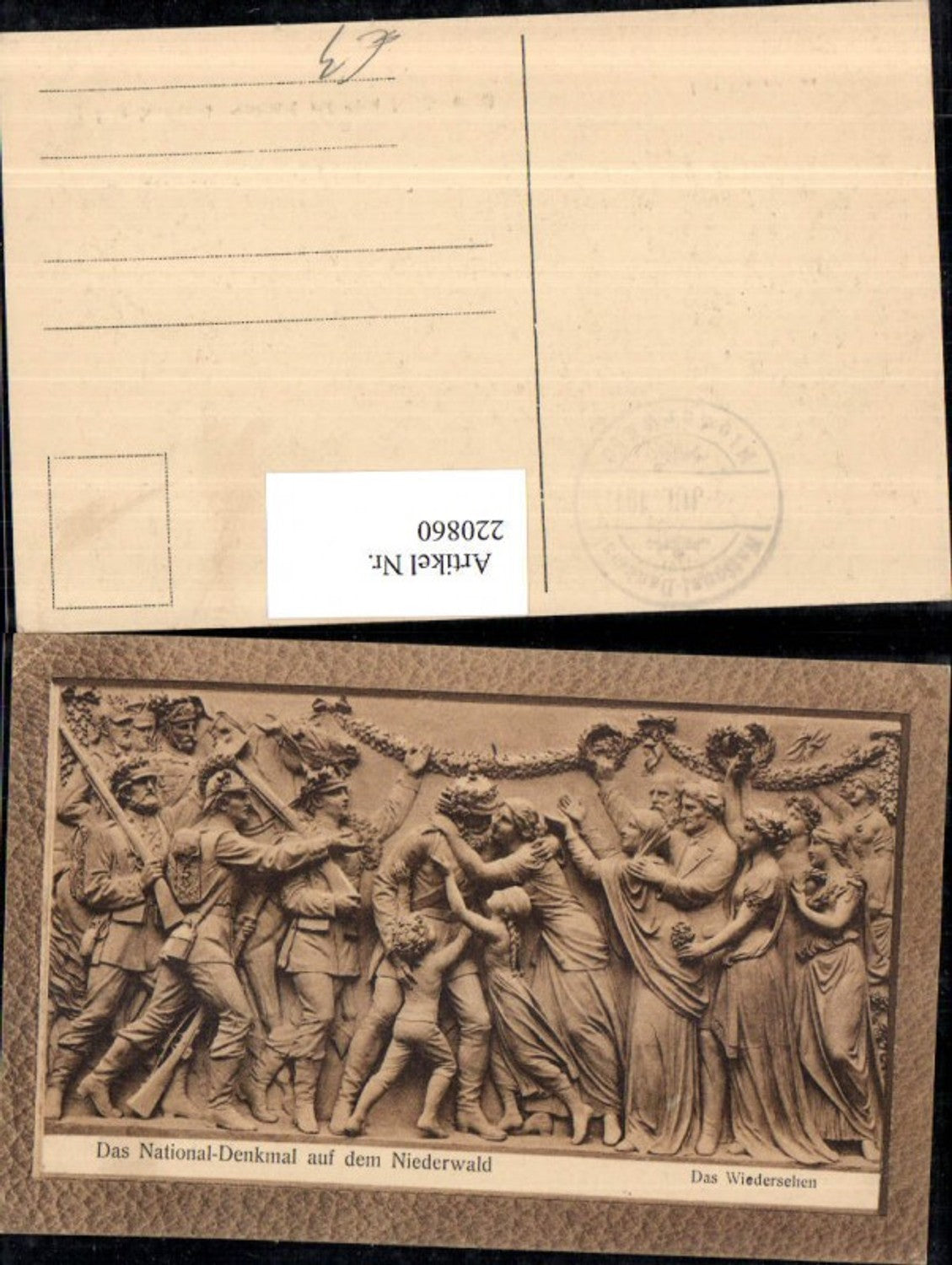 220860,Das National-Denkmal auf d. Niederwald b. Rüdesheim Das Wiedersehen