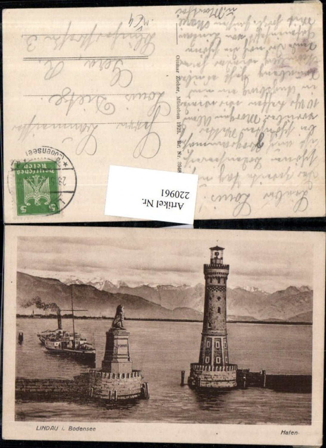 220961,Lindau i. Bodensee Hafen Leuchtturm Dampfer pub Ottmar Zieher 3948