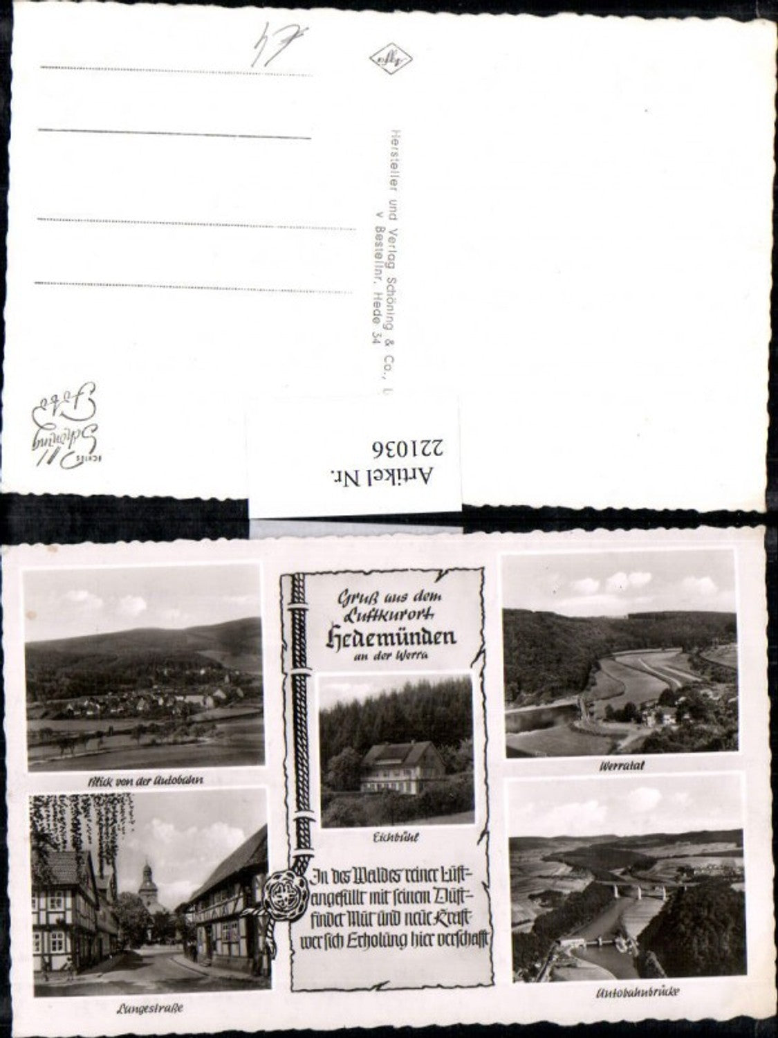 221036,Gruß aus Hedemünden a. d. Werra Totale Eichbühl Werratal Langestraße Autobahnbrücke Mehrbildkarte