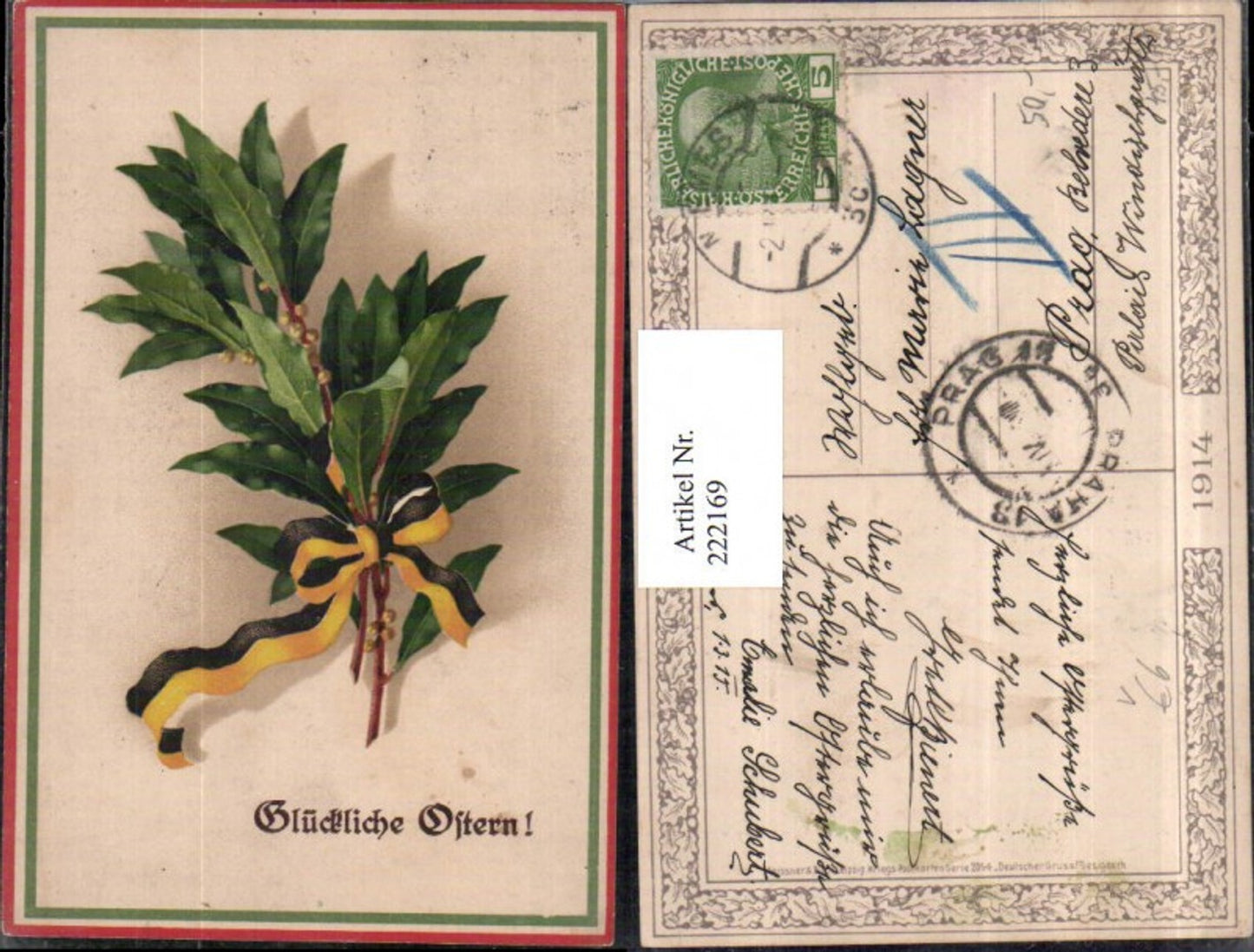 222169,Künstler AK Meissner & Buch 2054 Ostern Lorbeerzweig Lorbeer Schleife