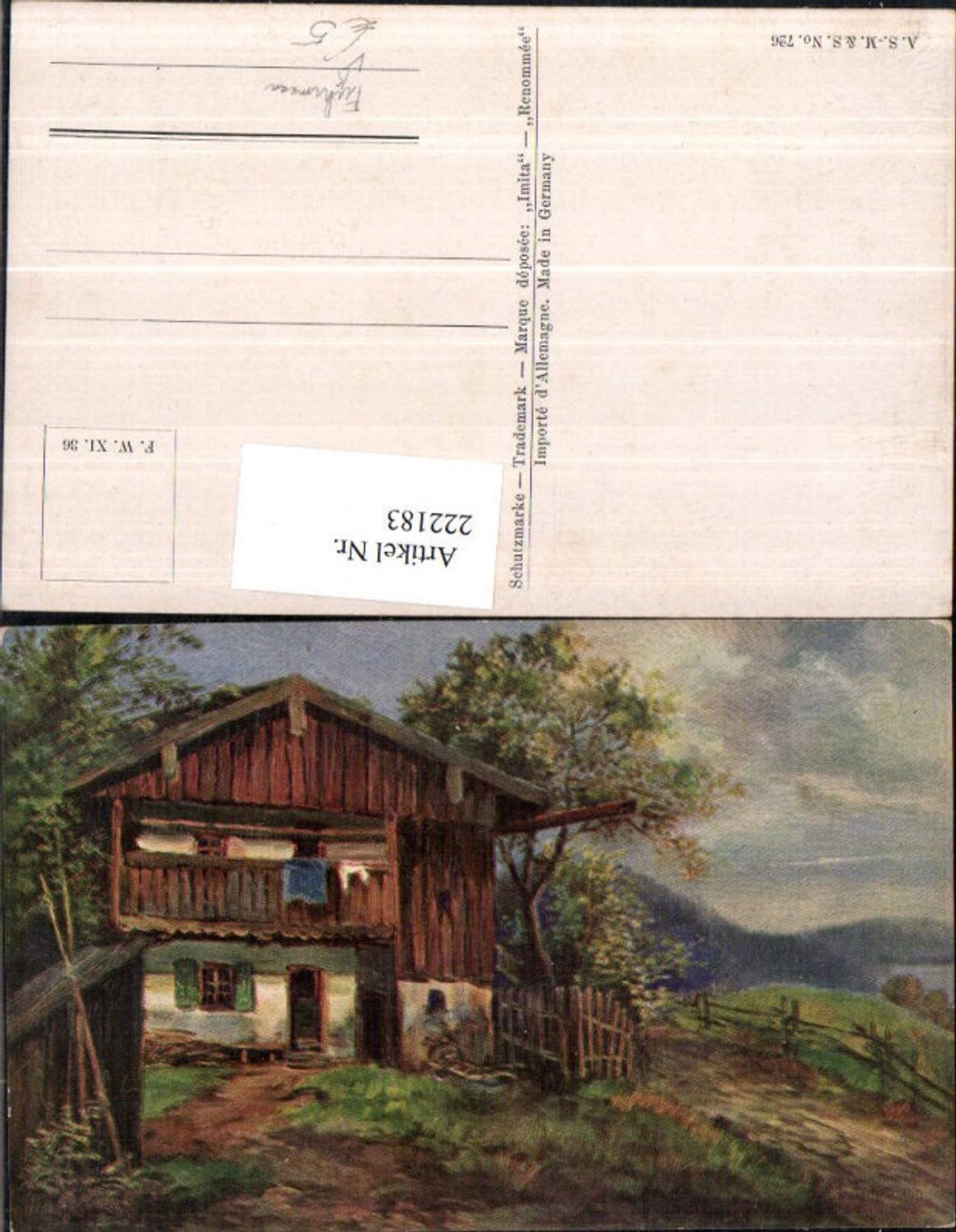 222183,A.S.M. Imita 726 Präge Künstler Fuhrmann Hausansicht