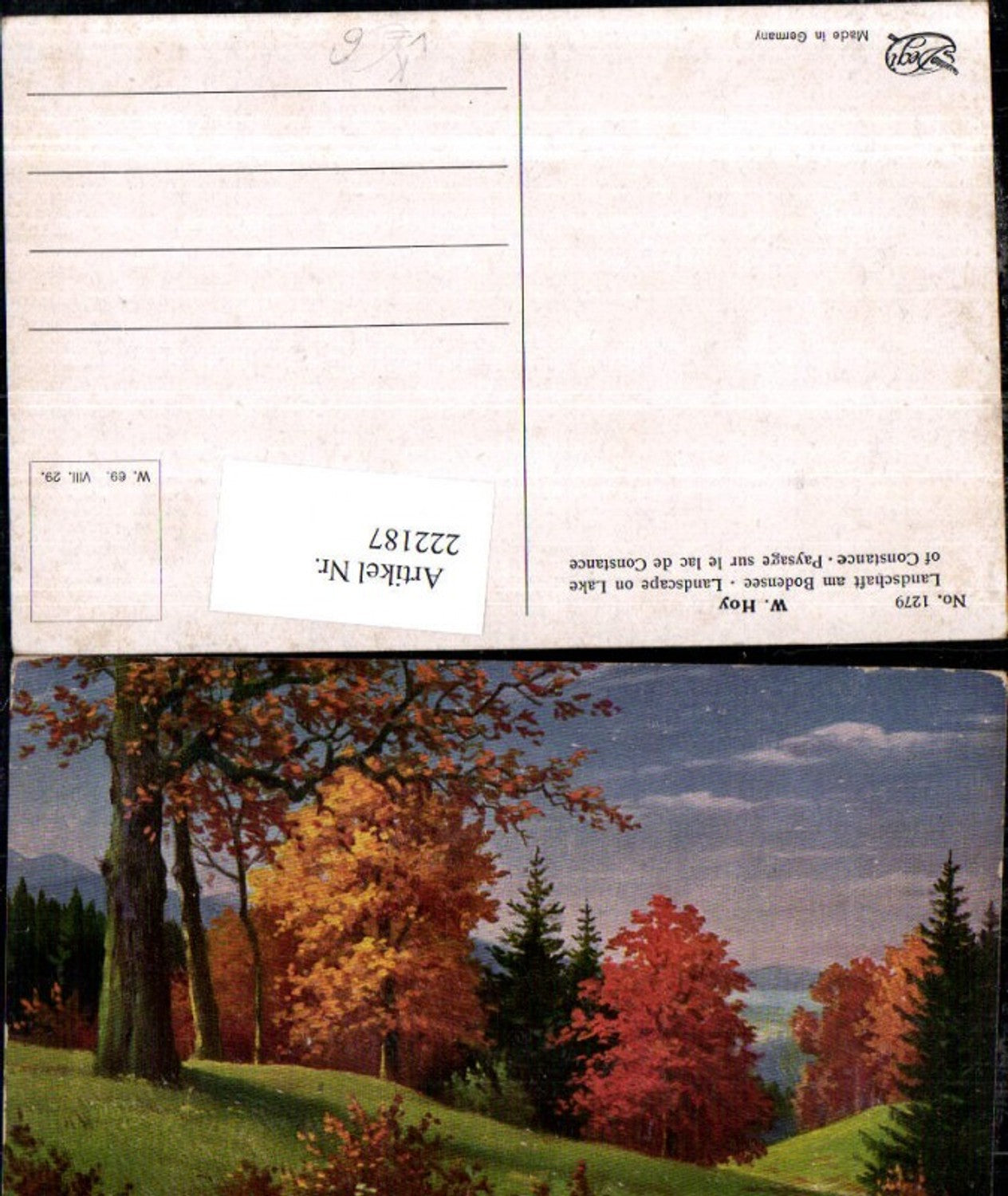 222187,Degi AK 1279 Künstler W. Hoy Landschaft a. Bodensee