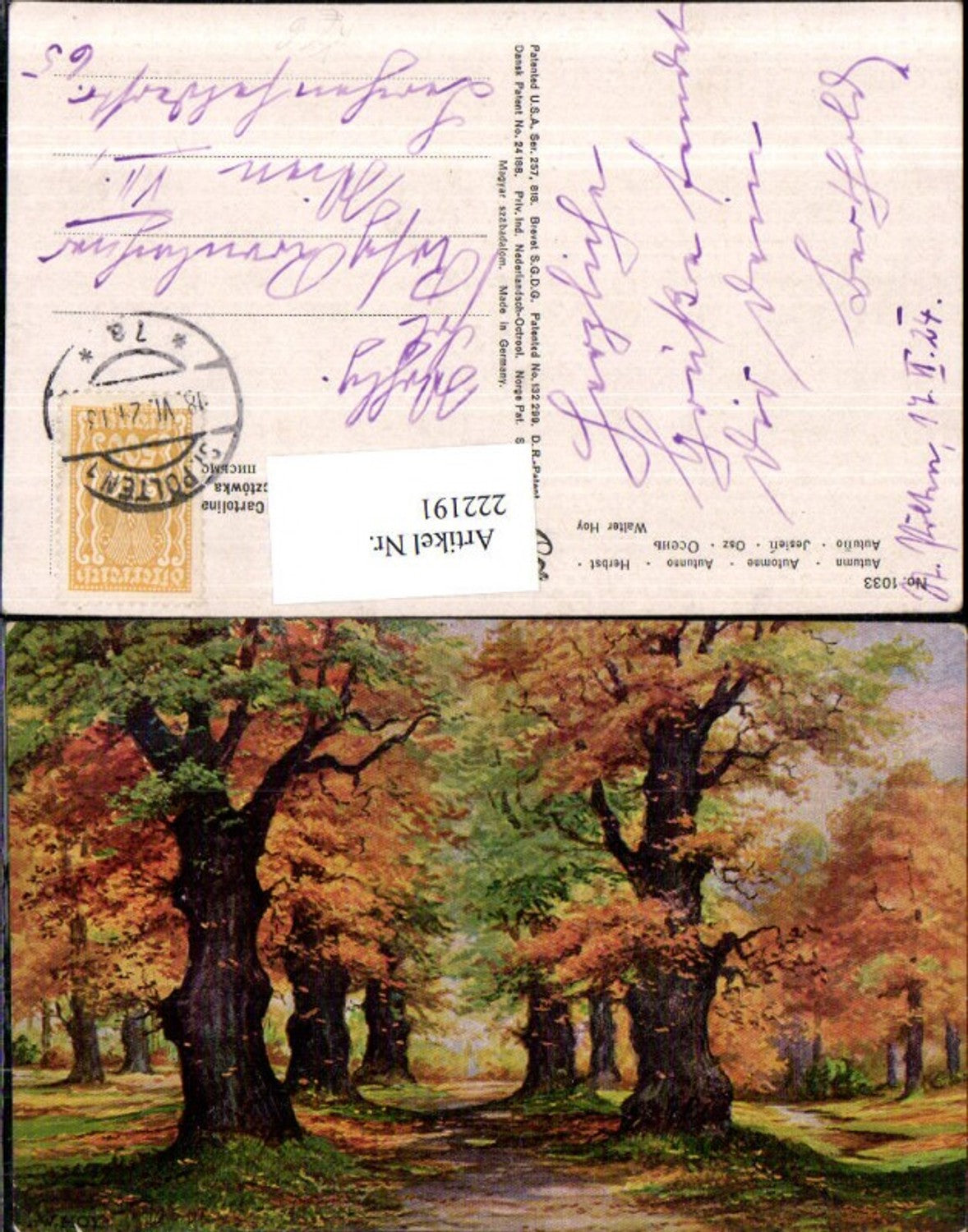 222191,Degi AK 1033 Künstler Walter Hoy Herbst Herbstlandschaft Bäume