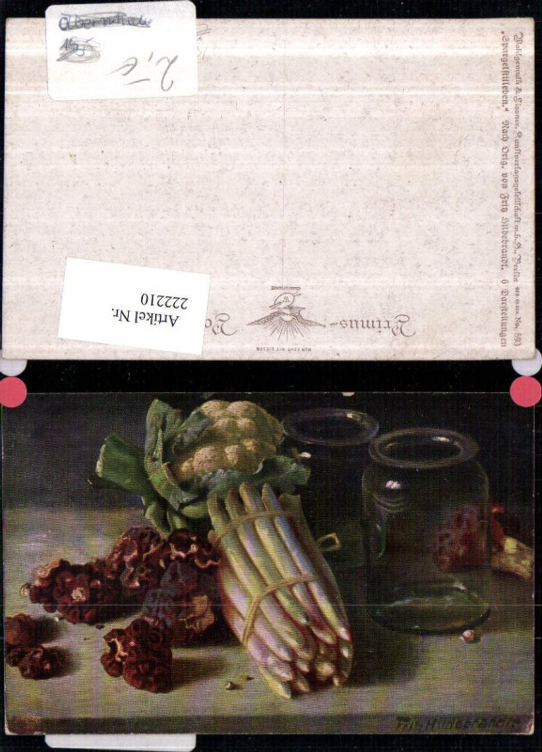 222210,Primus AK 593 Künstler Fritz Hildebrandt Spargel Stillleben