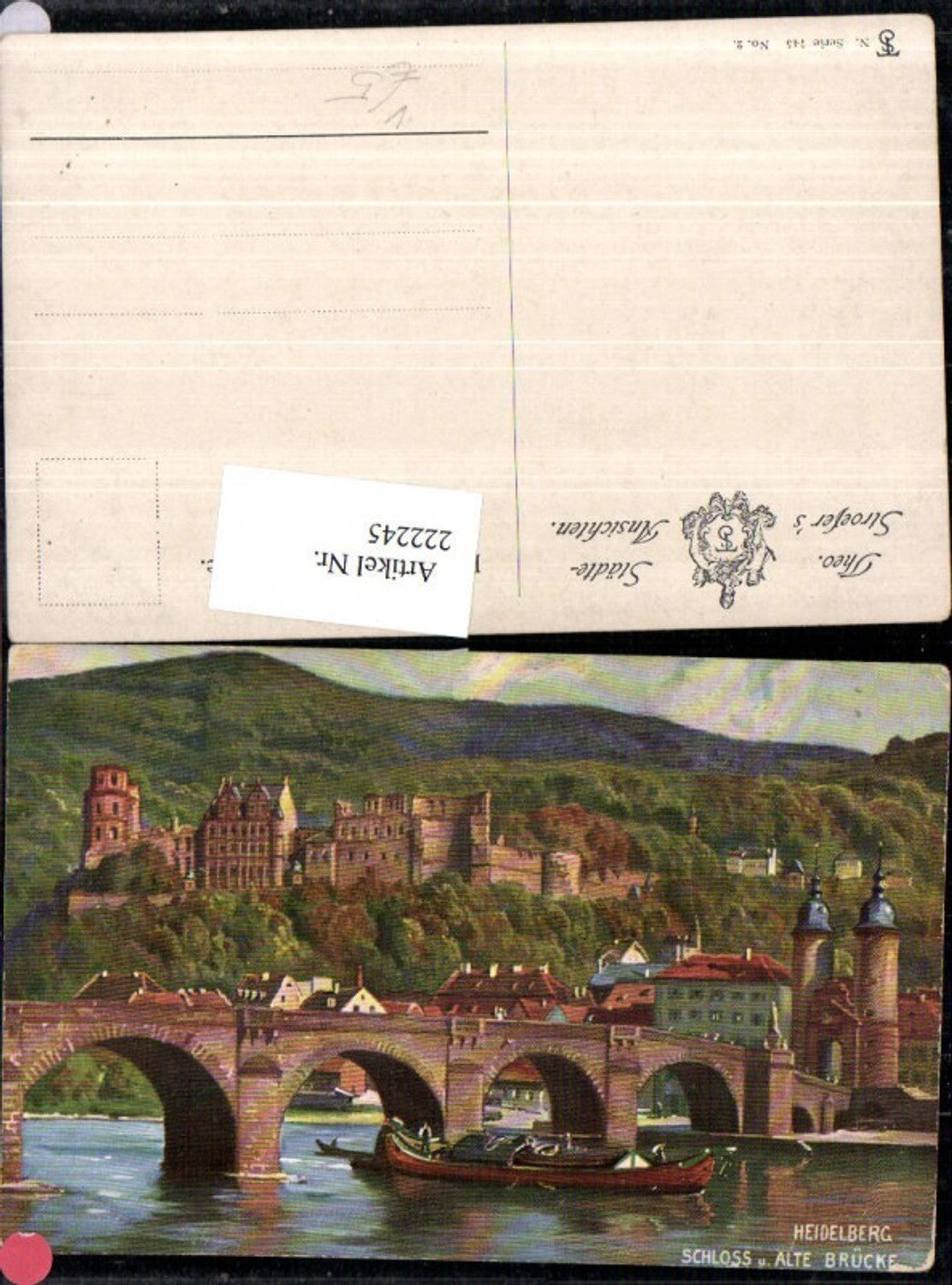 222245,Theo Stroefer Verlag 743/2 Heidelberg Schloss u. Alte Brücke Boot