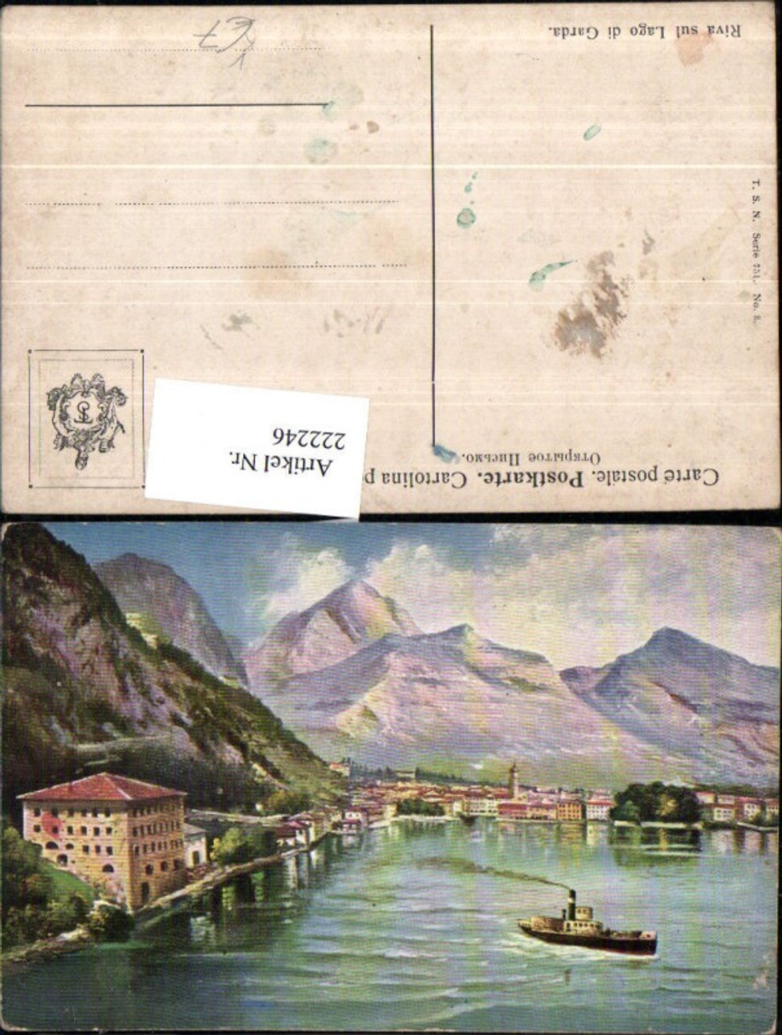 222246,Theo Stroefer Verlag 751/3 Künstler AK Riva sul Lago di Garda Gardasee