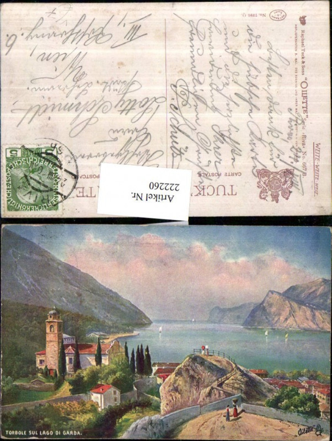 222260,Raphael Tuck & Sons 667B Torbole sl Lago di Garda Gardasee Kirche