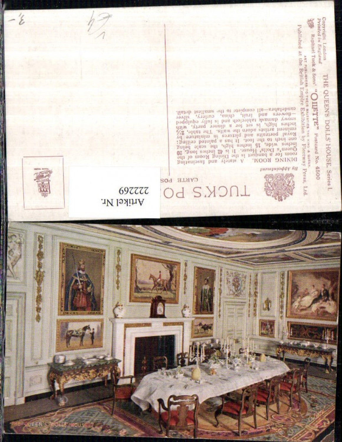222269,Raphael Tuck & Sons 4500 The Queens Dolls House Dining Room Innenansicht