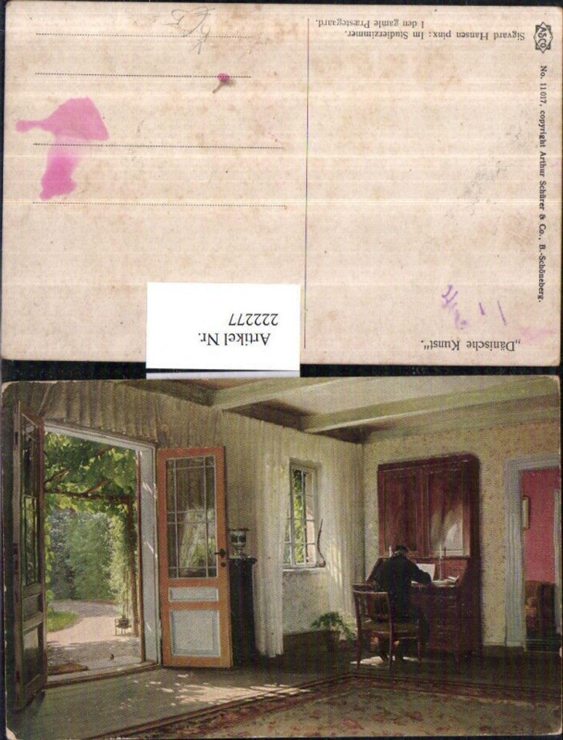 222277,Asco AK 11017 Künstler Sigvard Hansen Im Studierzimmer Mann b. Arbeit Zimmer