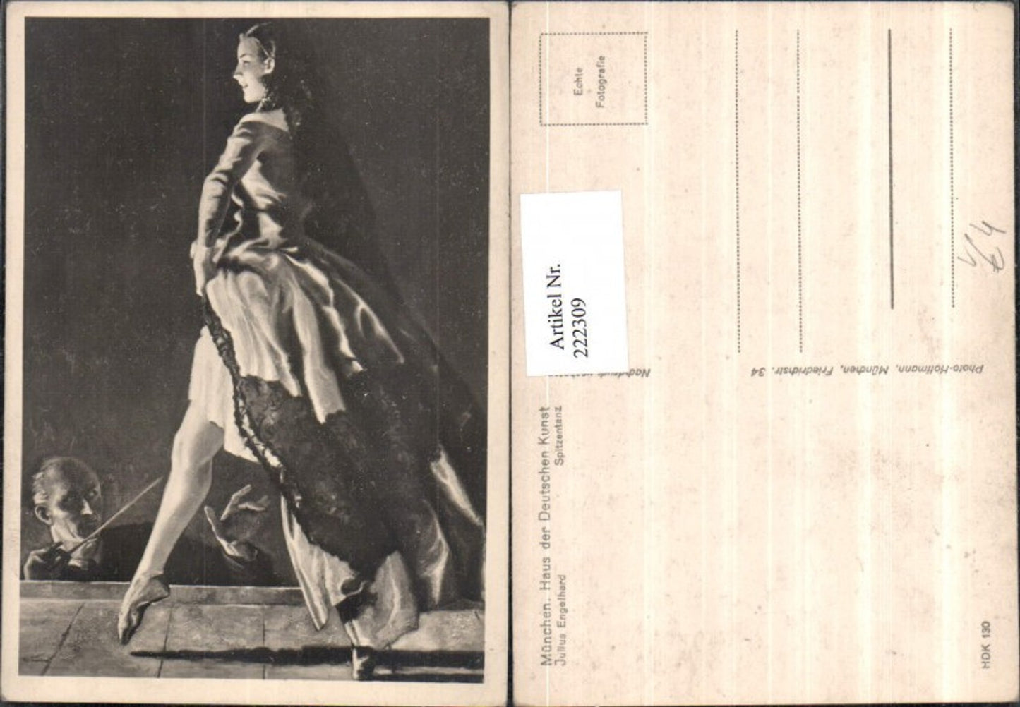 222309,Haus der Deutschen Kunst HDK 130 Künstler Julius Engelhard Spitzentanz Frau m. Kleid Dirigent