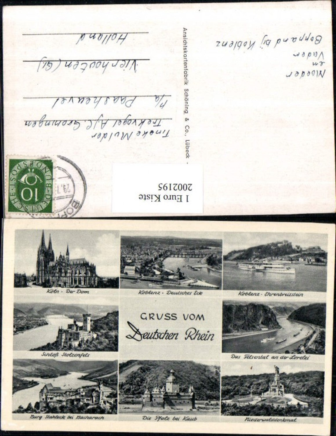 2002195,Köln Dom Koblenz Deutsches Eck Felsental a. d. Loreley Niederwalddenkmal Pfalz b. Kaub Burg Schoss