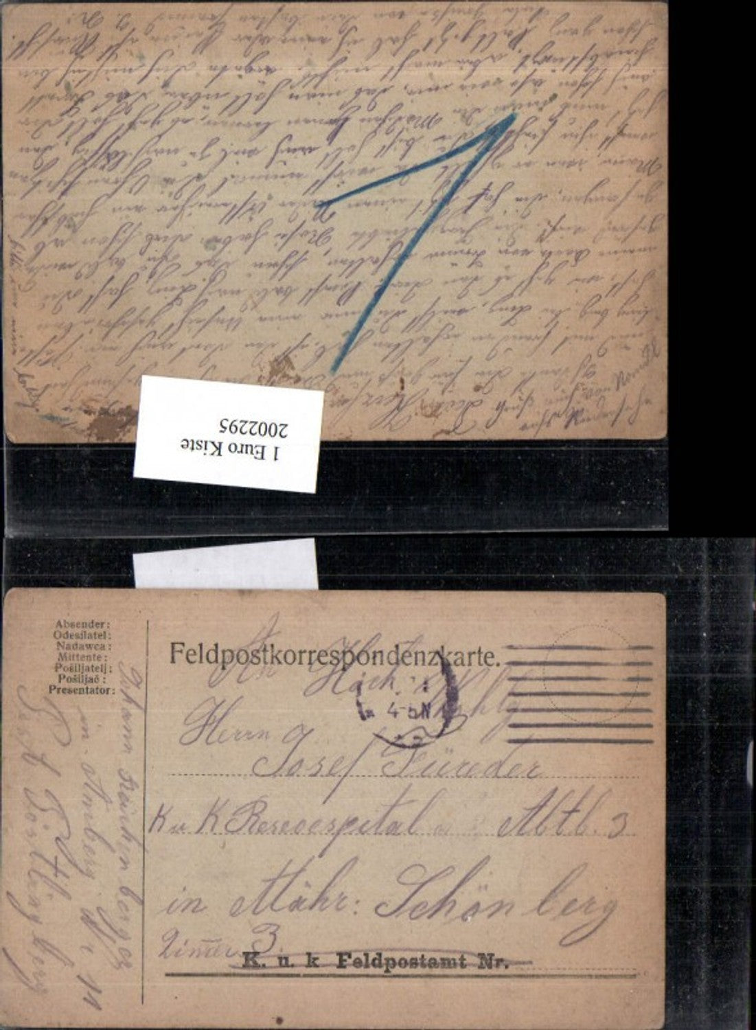 2002295,Feldpostkarte Amberg Pöstlingberg Linz Mährisch Schönberg