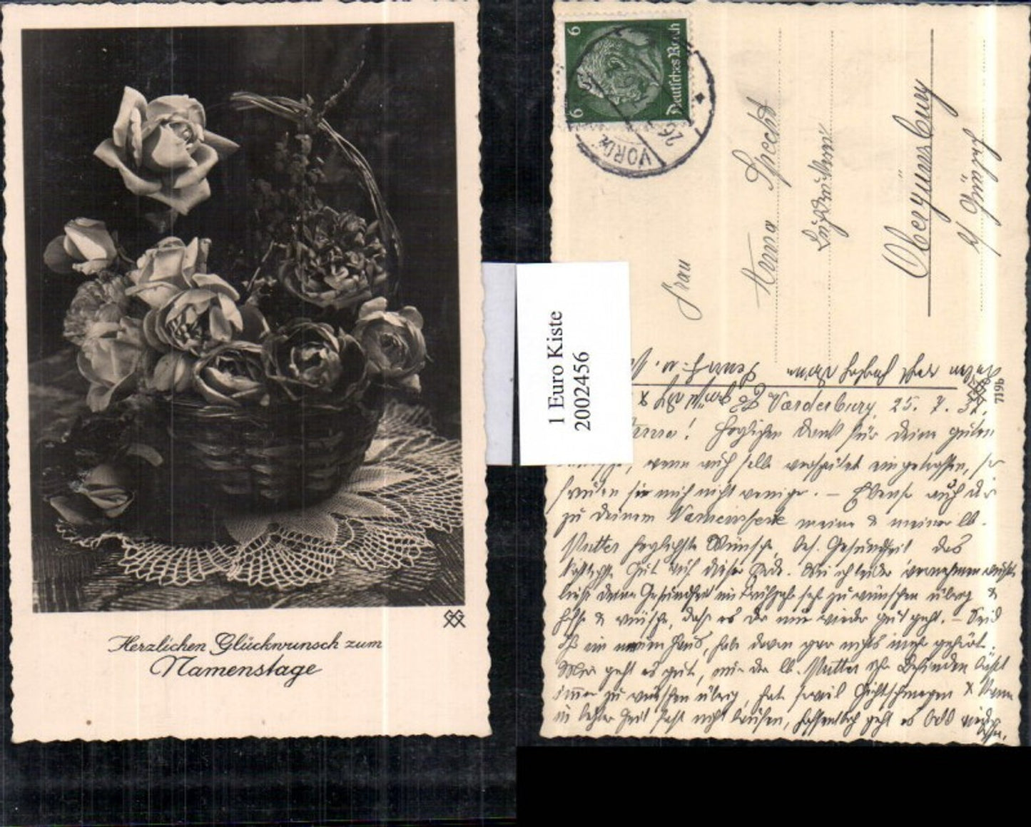 2002456,Namenstag Korb m. Rosen Rosenblüten Blumen