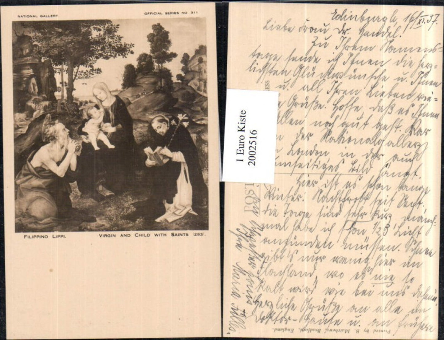 2002516,Künstler AK Filippino Lippi „Virgin and Child with Saints“ Jungfrau Maria m. Christuskind