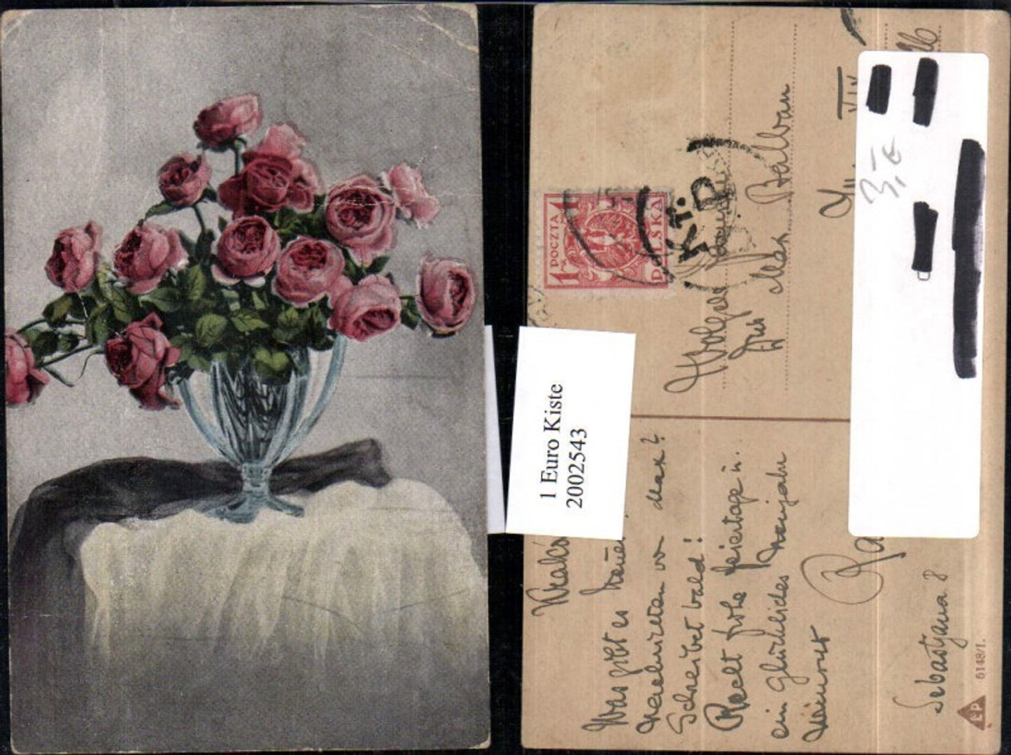 2002543,Vase m. Rosen Rosenblüten