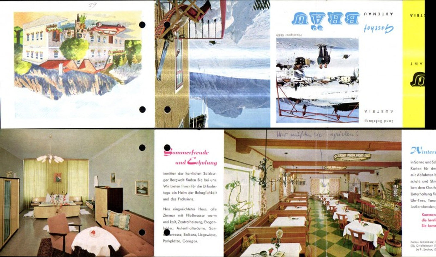 223546,Reklame Flyer Gasthof Bräu Pension Restaurant Abtenau Salzburg