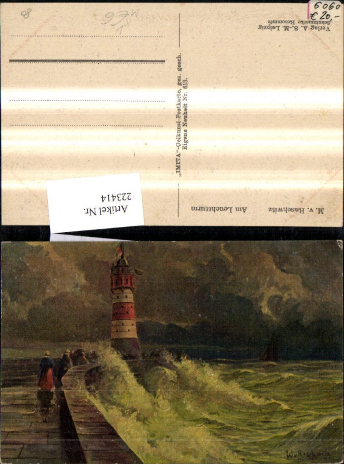 223414,Künstler Ak W. Raschwitz Am Leuchtturm pub A.S.M. Imita 613