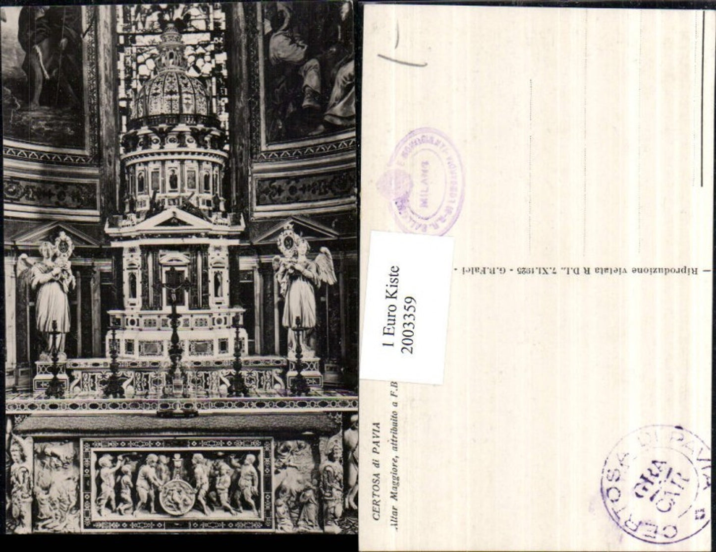 2003359,Certosa di Pavia Altar Maggiore attribuito a F. Brioschi e S. Da Carate Kloster Kirche Altar