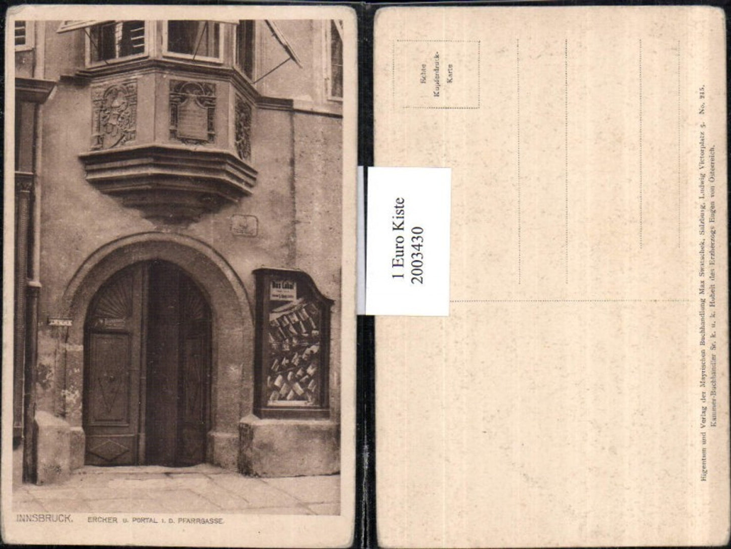 2003430,Innsbruck Erker u. Portal i. d. Pfarrgasse