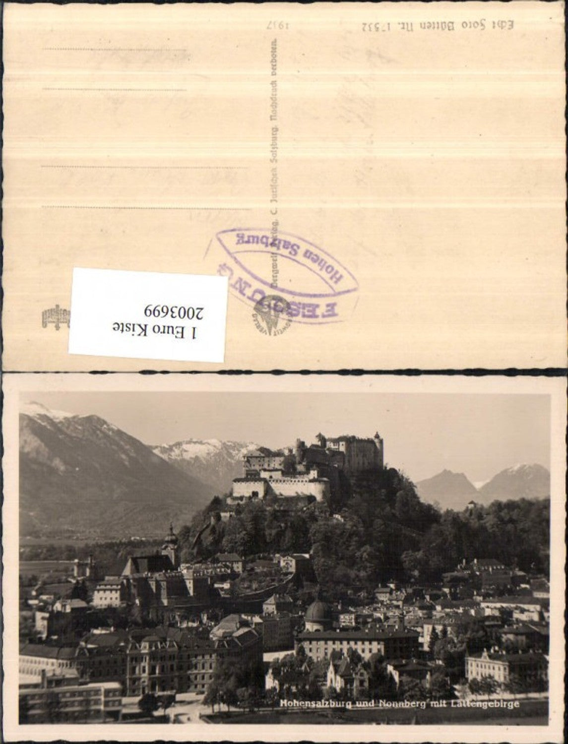 2003699,Salzburg Totale Hohensalzburg Festung u. Nonnberg m. Lattengebirge