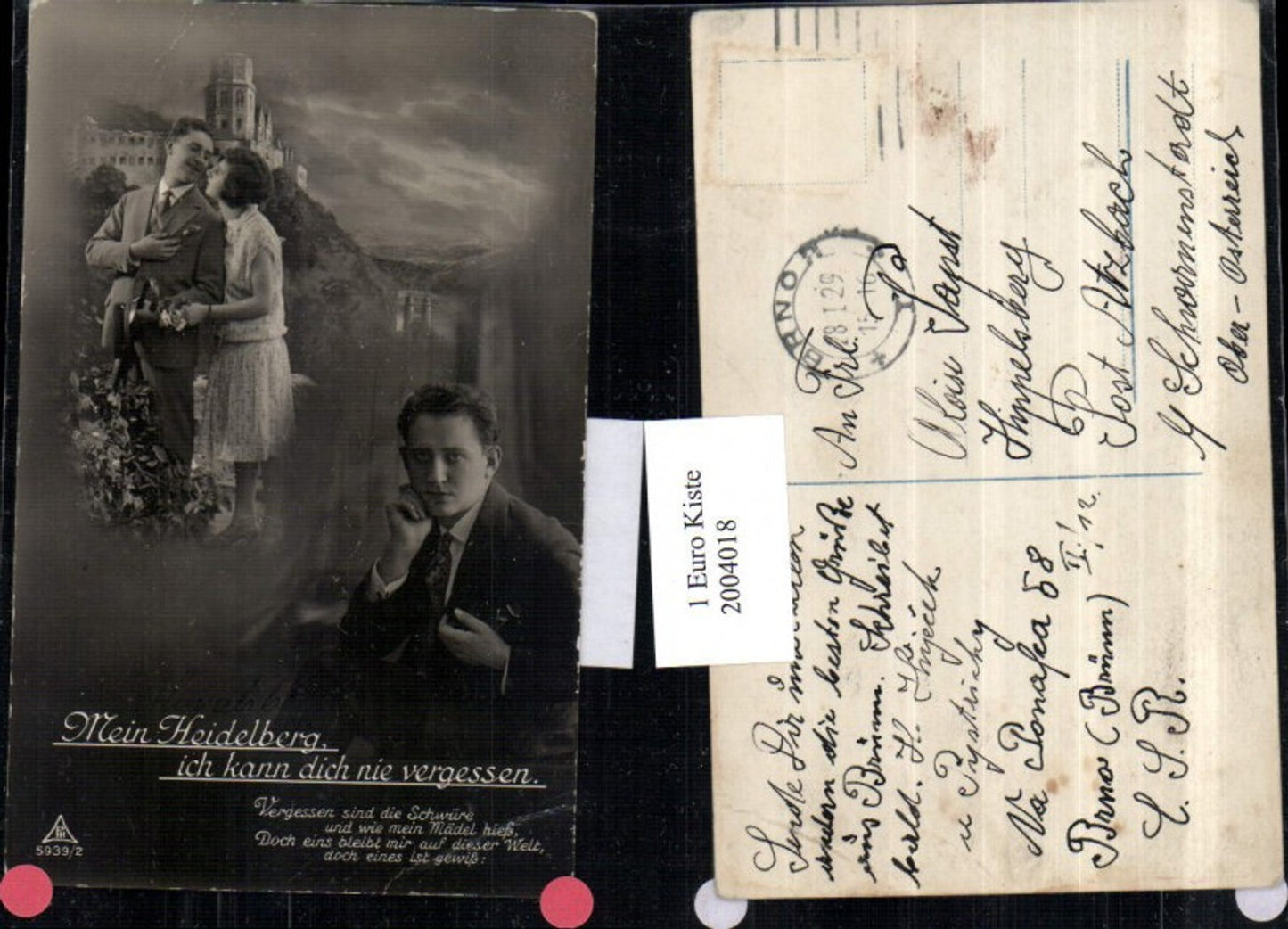 2004018,Mein Heidelberg ich kann dich nie vergessen Liebe Liebespaar Schloss Mehrbildkarte Text