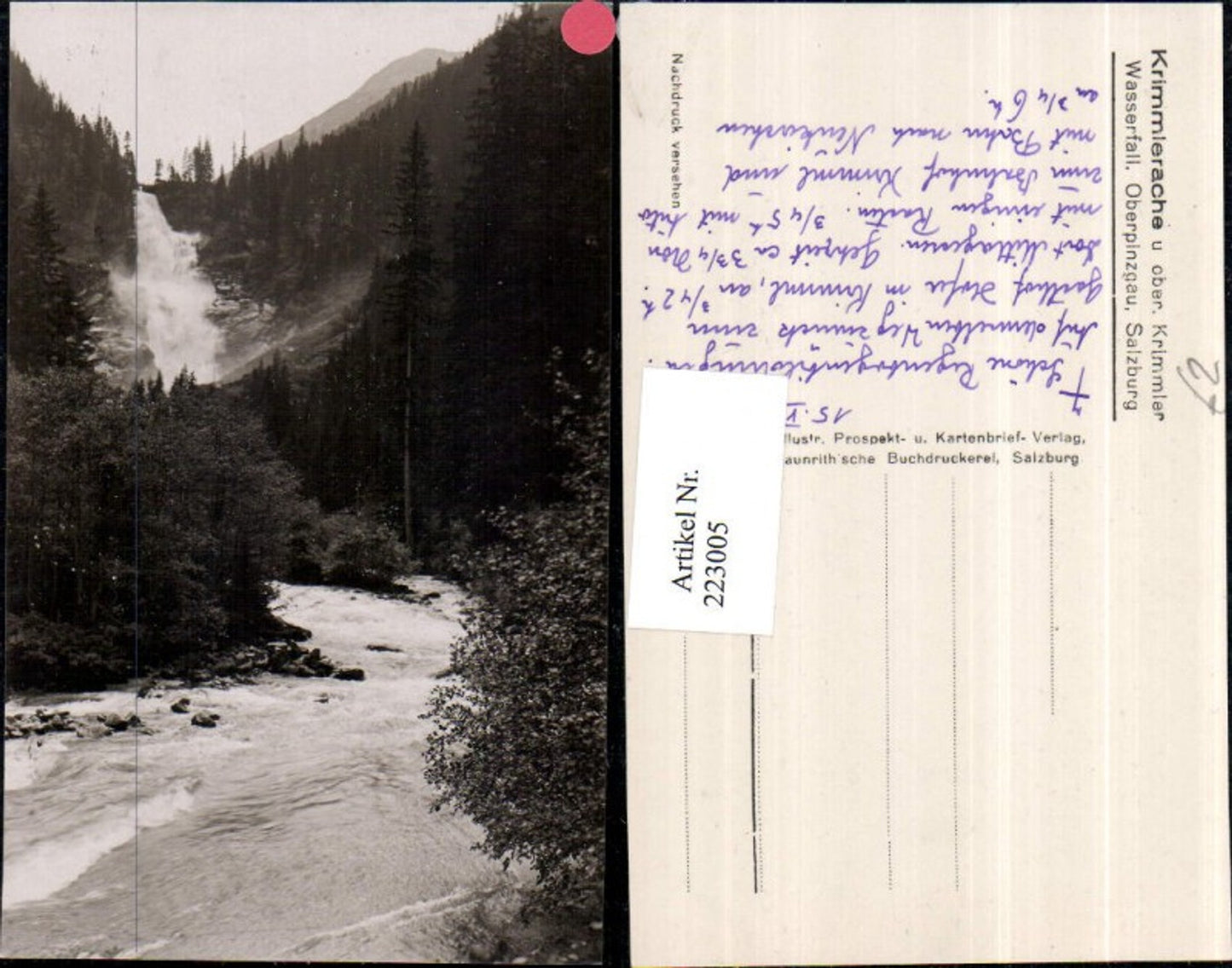 223005,Krimmlerache u. Oberer Krimmler Wasserfall Oberpinzgau b. Kaprun