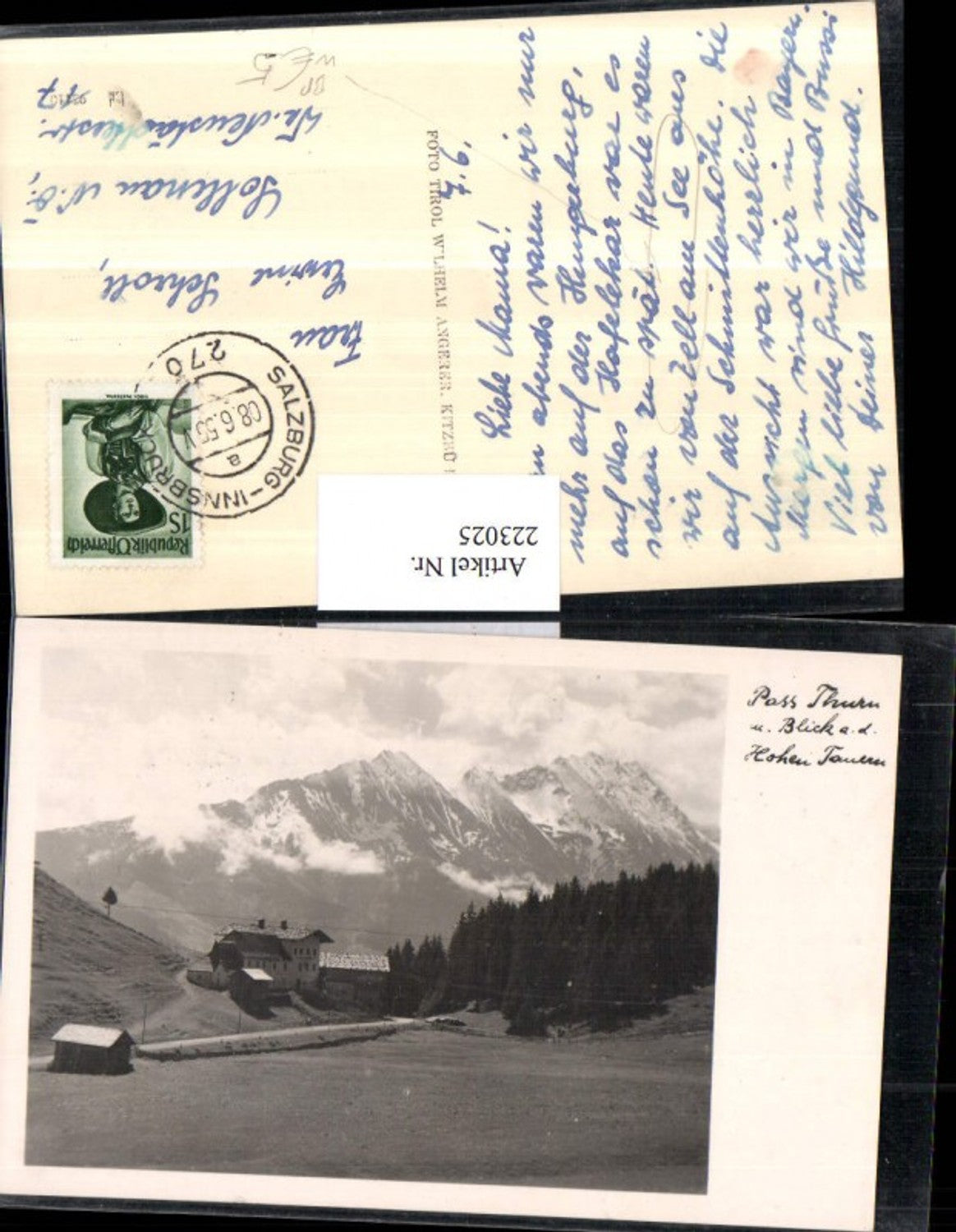 223025,Pass Thurn u. Blick a. d. Hohen Tauern b. Zell a. See Bahnpost Zug 270