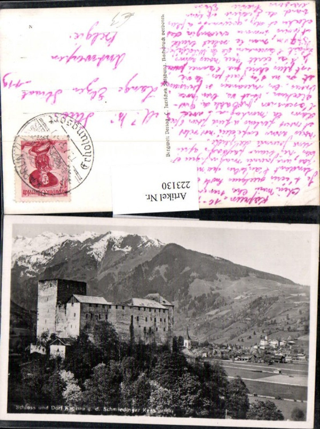 223130,Schloss u. Dorf Kaprun geg. d. Schmiedinger Kees